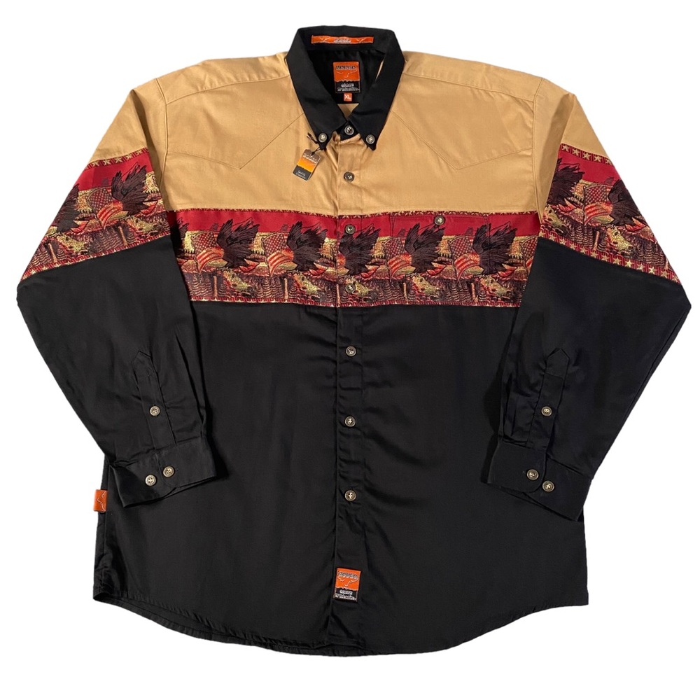 Vintage Rodeo Carte D'identite Shirt Men XL Black American Flag Eagle Western